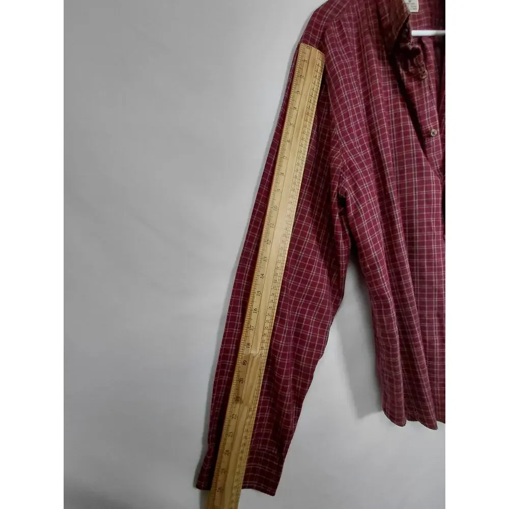 J.Crew Workshirt Red Collared Plaid Button-Up Shirt Men Size XL